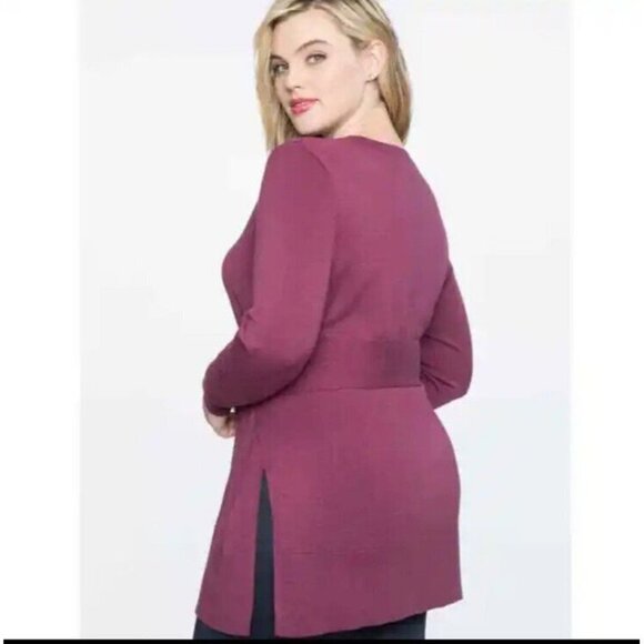 NWT Eloquii Sweater Burgundy Rose Tie Waist Tunic Sweater 4XL 26/28 - Picture 2 of 16